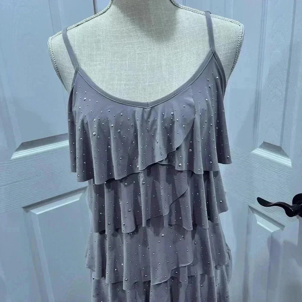NWT Inc.  Indian Summer tiered, ruffled tank w adjustable spaghetti straps